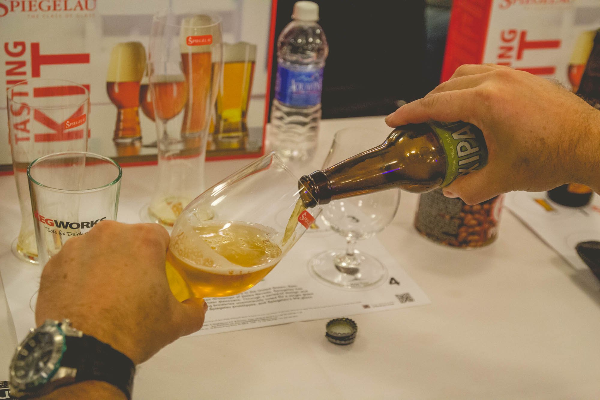 Pouring an IPA into IPA glass