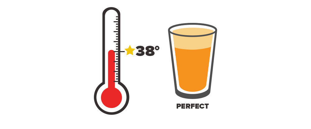 38 degree is the ideal temperature for your beer