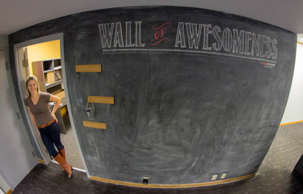 chalkboard wall at Kegworks